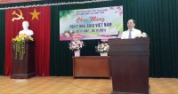 Đồng chí Nguyễn Phí Long Phát biểu với công chức cơ quan Sở Giáo dục và Đào tạo